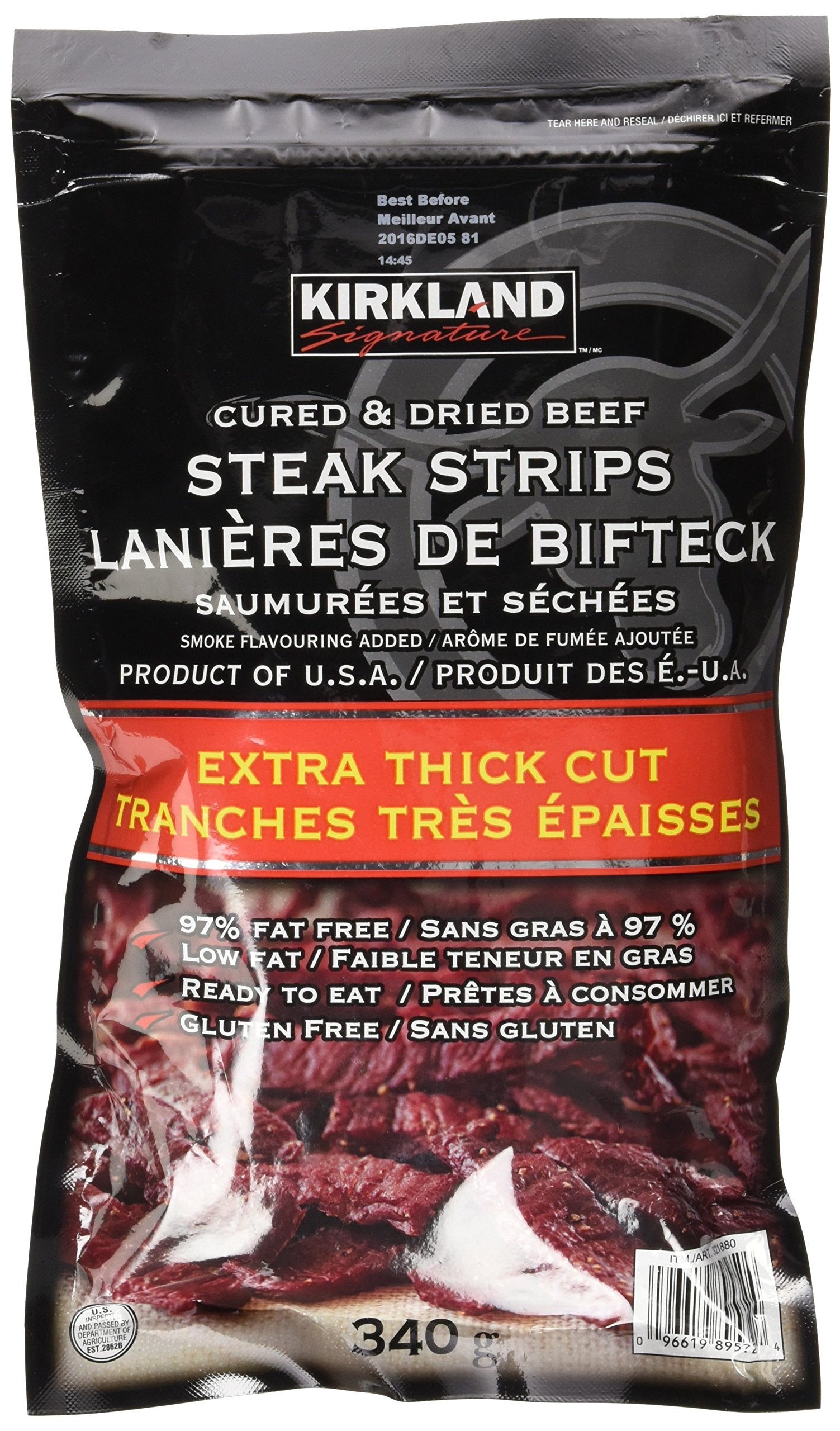 Kirkland Signature Premium Beef Steak Strips Jerky 12 Oz