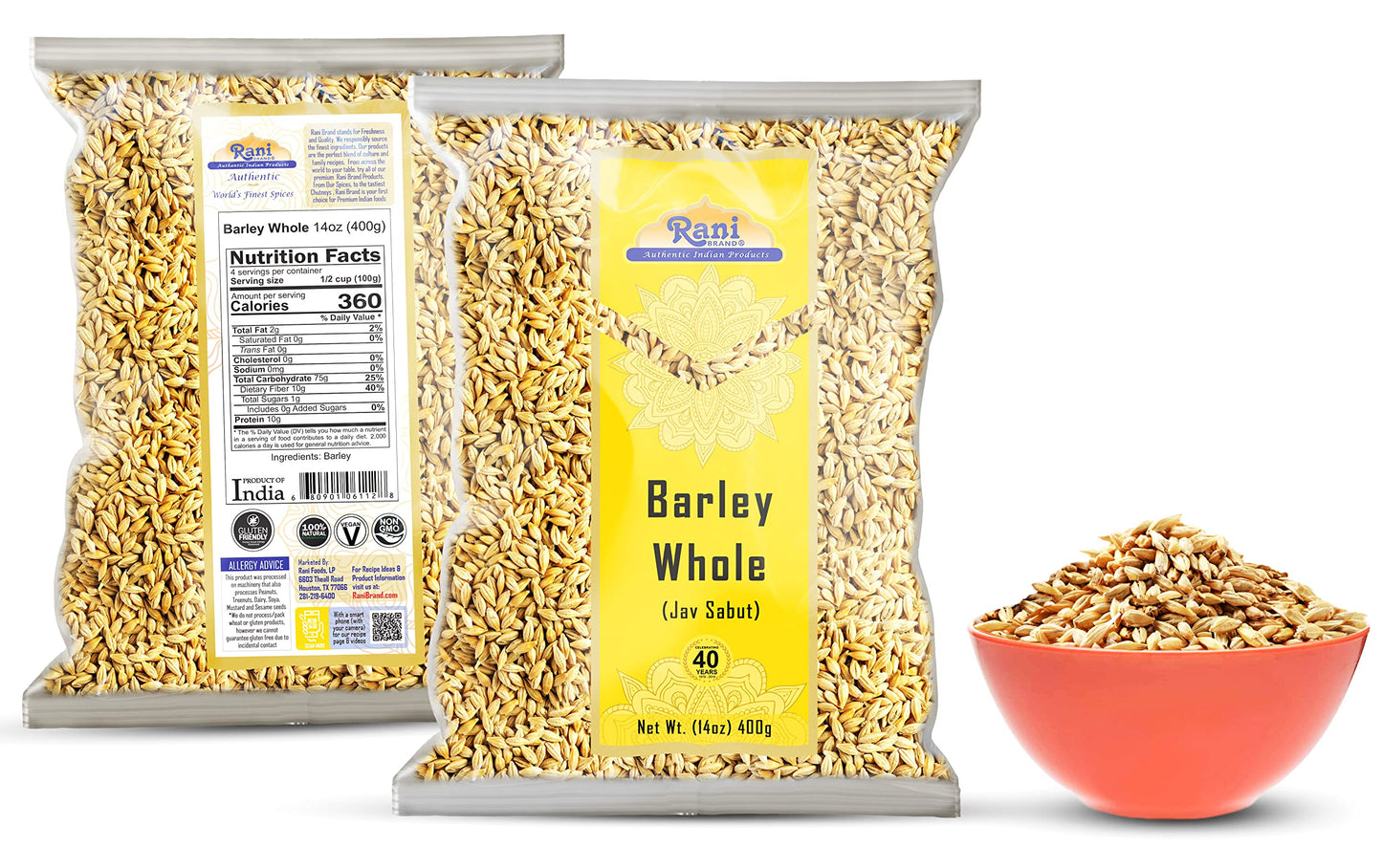 Rani Barley (Jav) Whole With Husk (Non-Hulled) 14Oz (400G) ~ All Natural | Vegan | Non-Gmo | Kosher | Indian Origin
