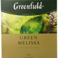 Greenfield Green Melissa Green Tea Collection Finely Selected Speciality Tea 100 Double Chamber Teabags With Tags In Foil Sachets