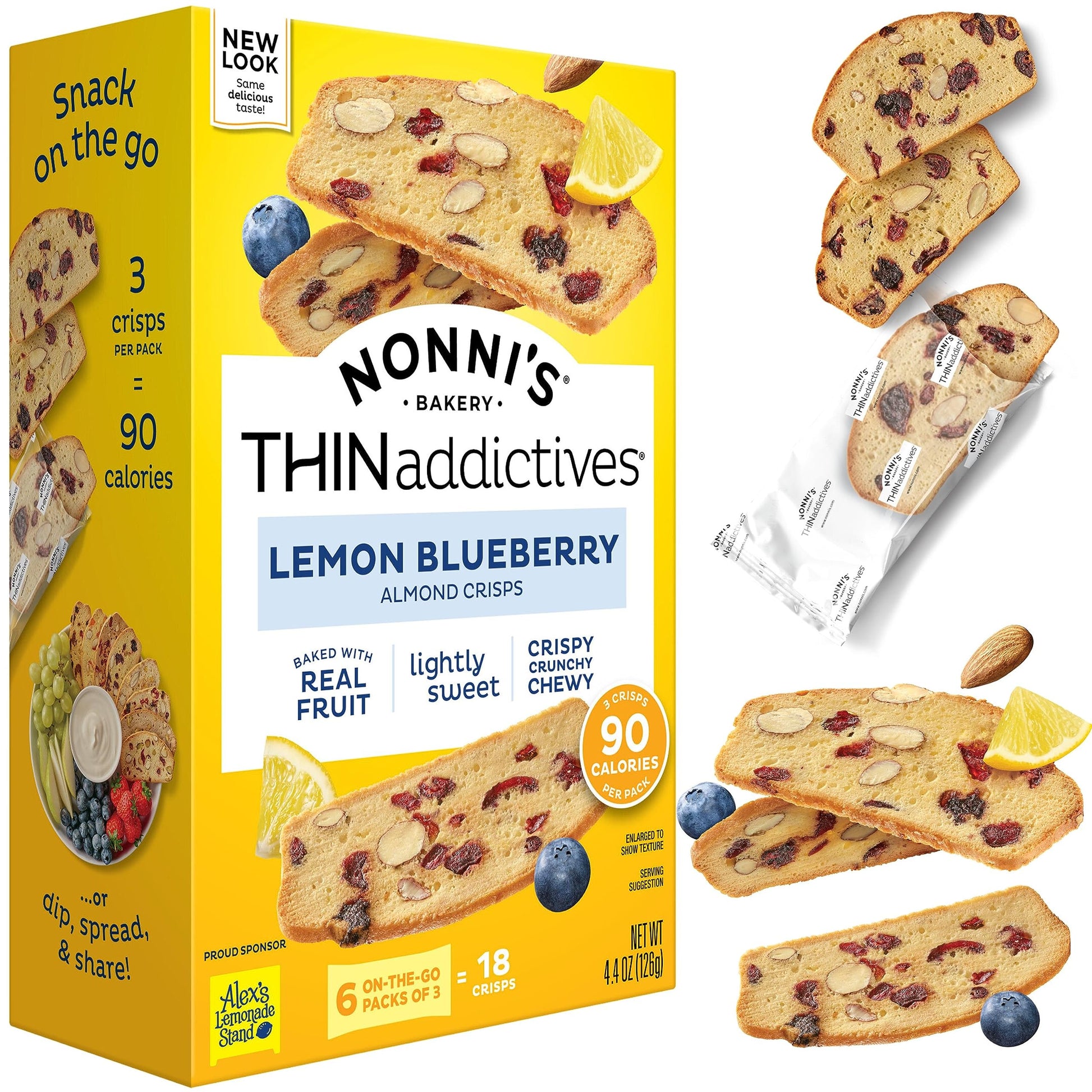 Nonni'S Thinaddictives Almond Thin Cookies - Lemon Blueberry Biscotti Italian Cookie Thin - Almond Cookie - Sweet Crunchy & Chew