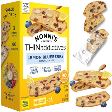 Nonni'S Thinaddictives Almond Thin Cookies - Lemon Blueberry Biscotti Italian Cookie Thin - Almond Cookie - Sweet Crunchy & Chew