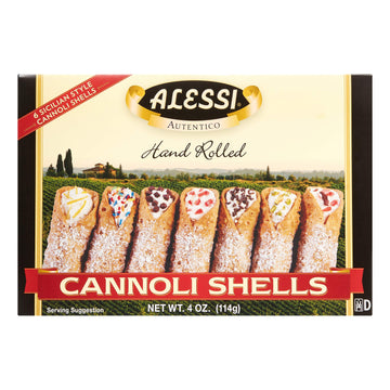 Alessi Cannoli 2-Pack Of Large Sicilian Style Hand Rolled Shells Imported From Italy 4Oz