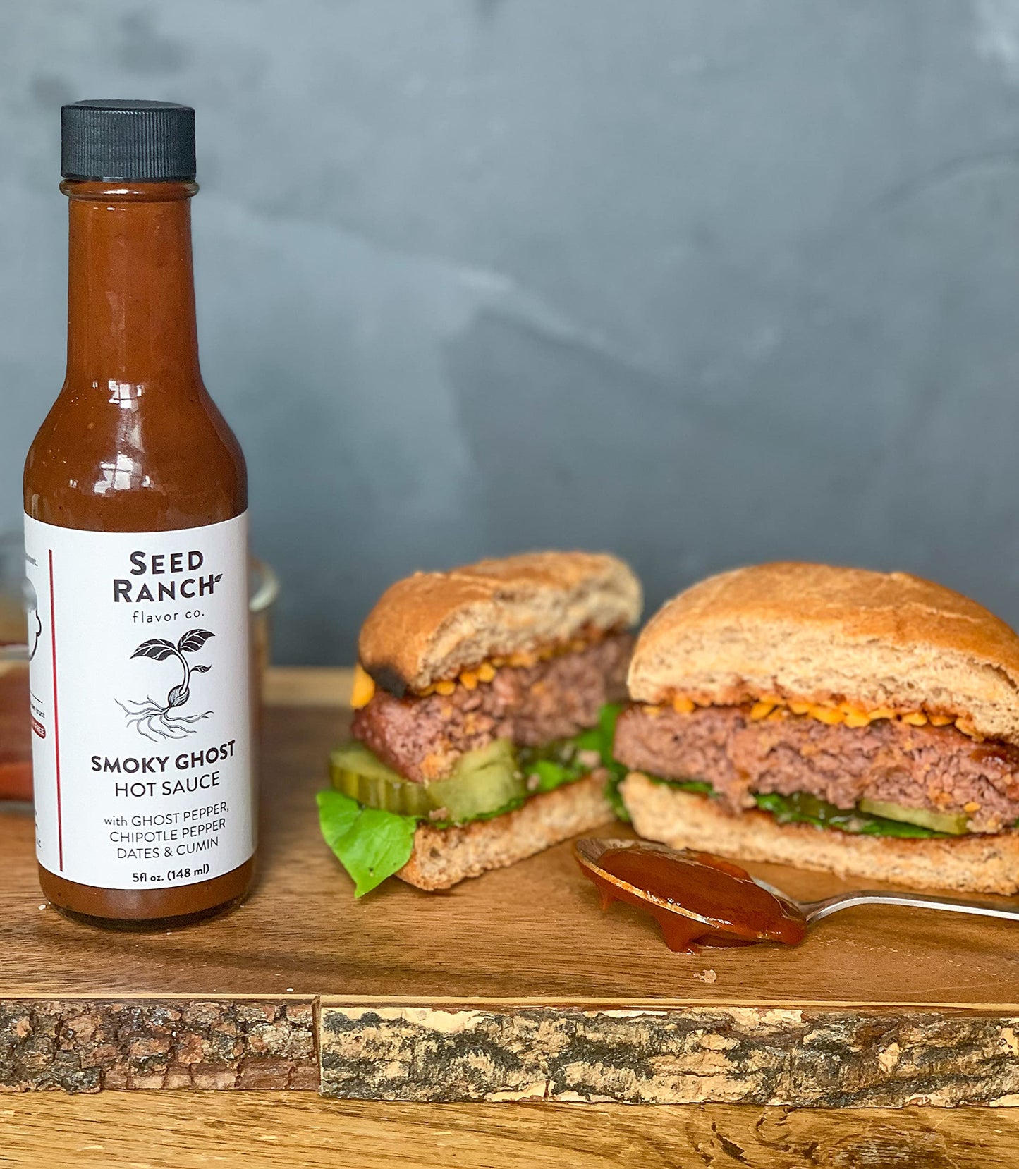 Seed Ranch Smoky Ghost Hot Sauce, 5 Oz. - Hot Spice - Ghost Pepper, Organic Gourmet Hot Sauce with Chipotle & Sweet & Spicy Date