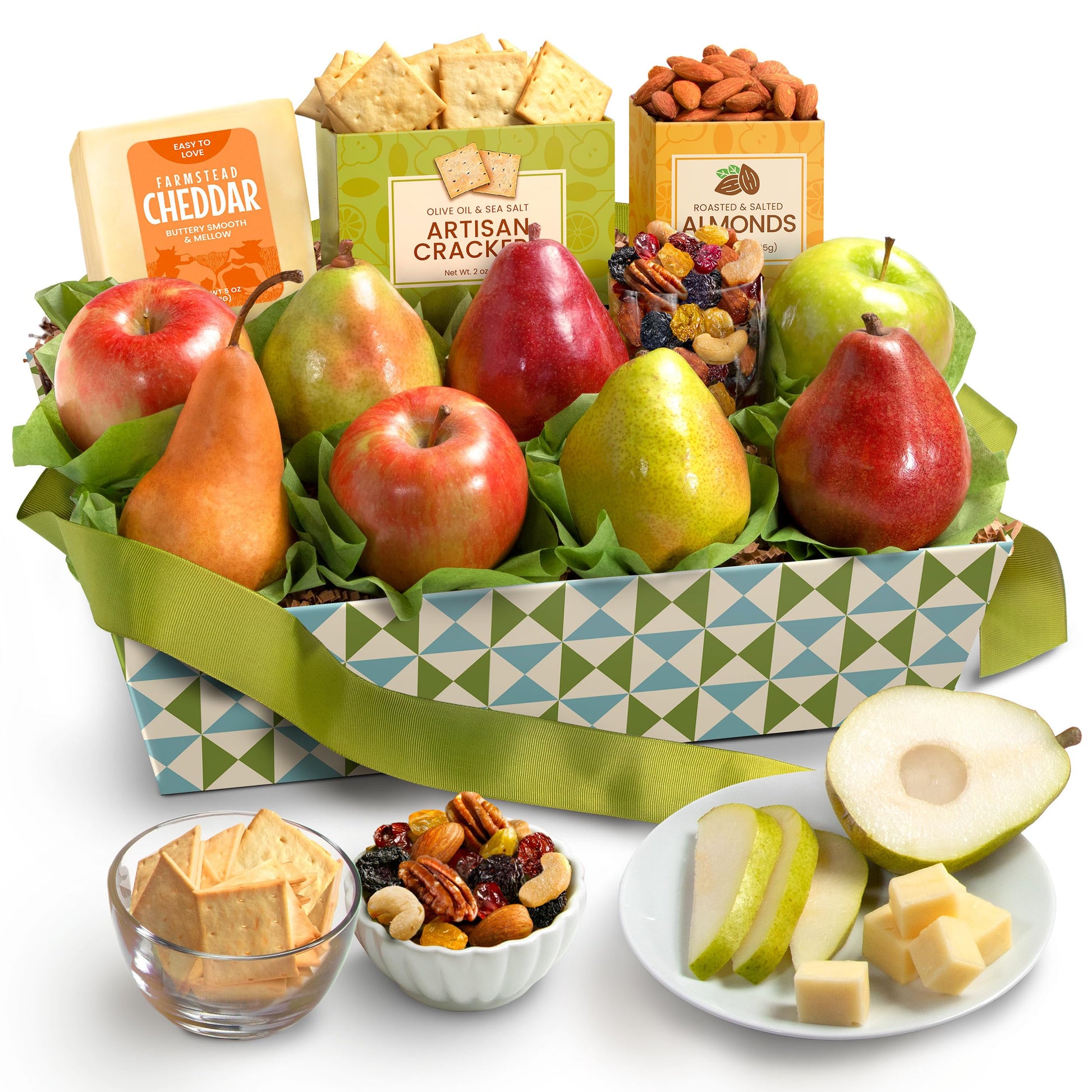 A Gift Inside Classic Fresh Fruit Basket Gift with Crackers, Cheese and Nuts for Holiday, Thank You, Birthday, Get Well, Anniver