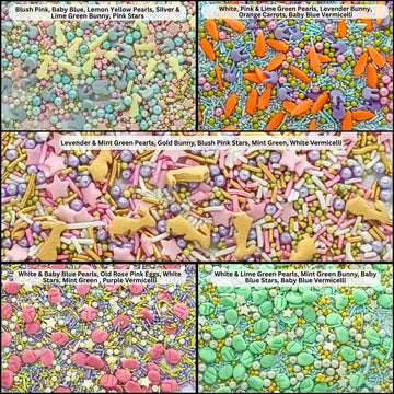 Confect Edible Sprinkles - Assorted 5-Pack | Easter & Baby Shower Cake Decorations | Green & Pink Sprinkles, Bunny Mix, Yellow &