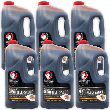 Otafuku Gluten Free Eel Sauce, Japanese Unagi Sauce For Sushi Rolls, Sashimi, Rice And Poke, Restaurant Bulk Size 1/2 Gallon (6 Pack)