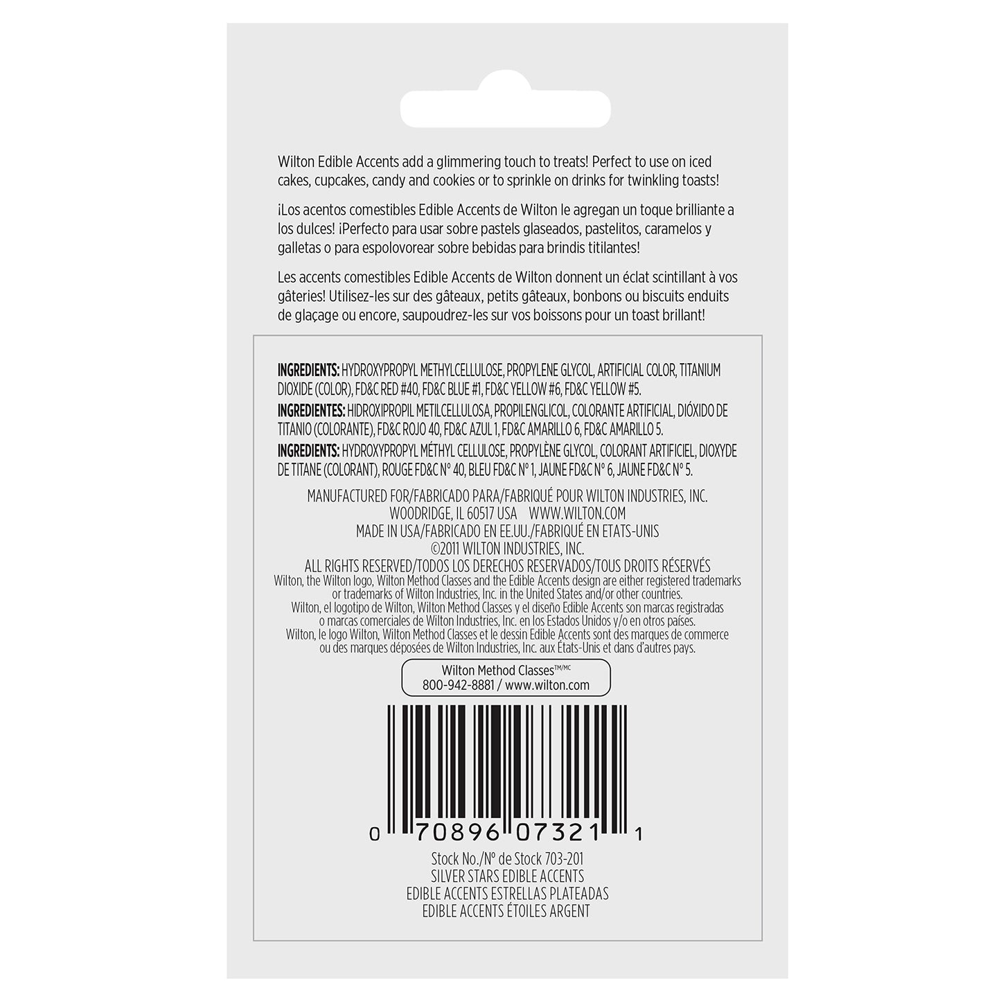 Wilton Edible Glitter, Silver Stars, 0.4 oz, Model 703-201, Other Material