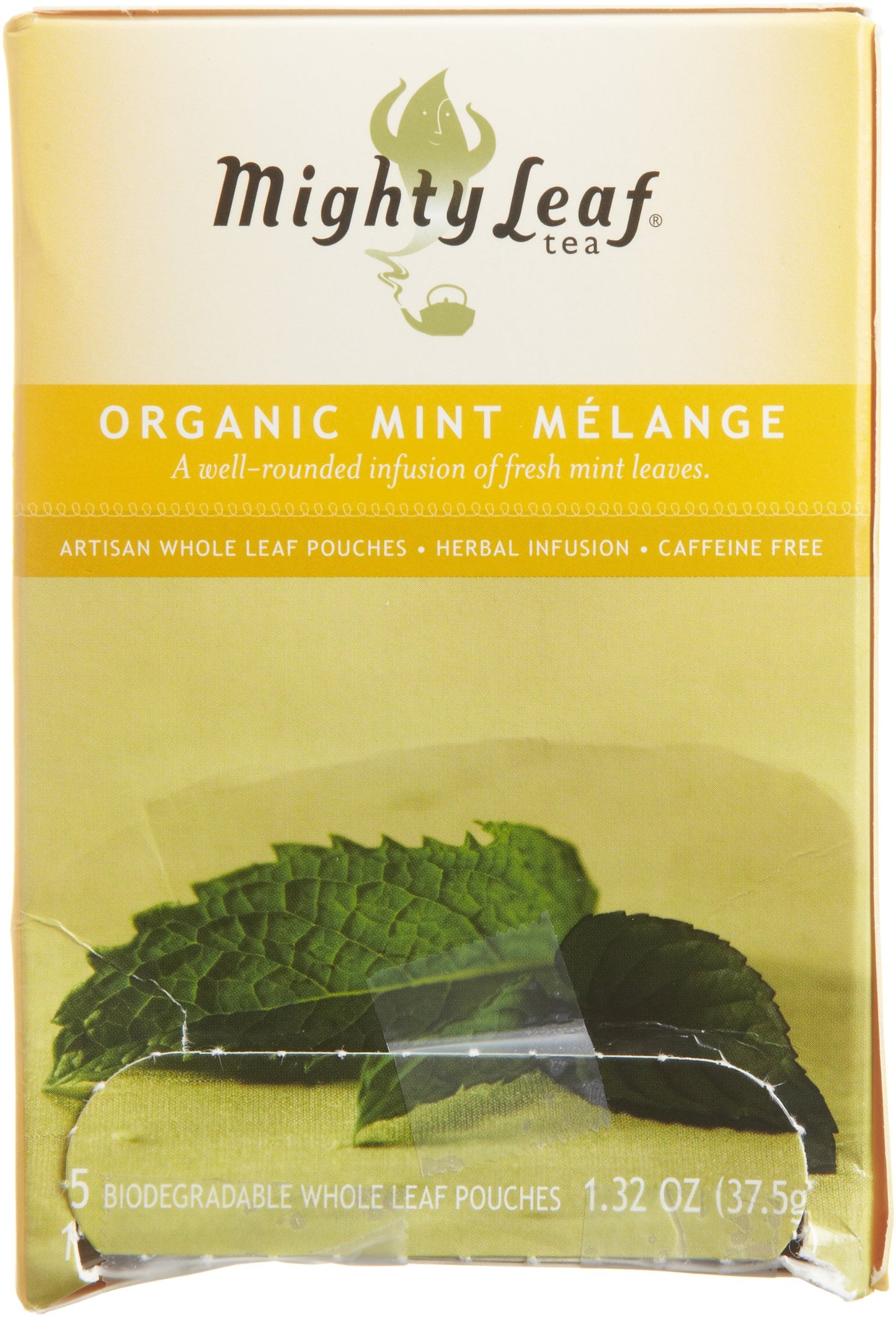 Mighty Leaf Organic Tea, Mint Melange, 15 Whole Leaf Pouches, 1.32 Oz, Pack of 3
