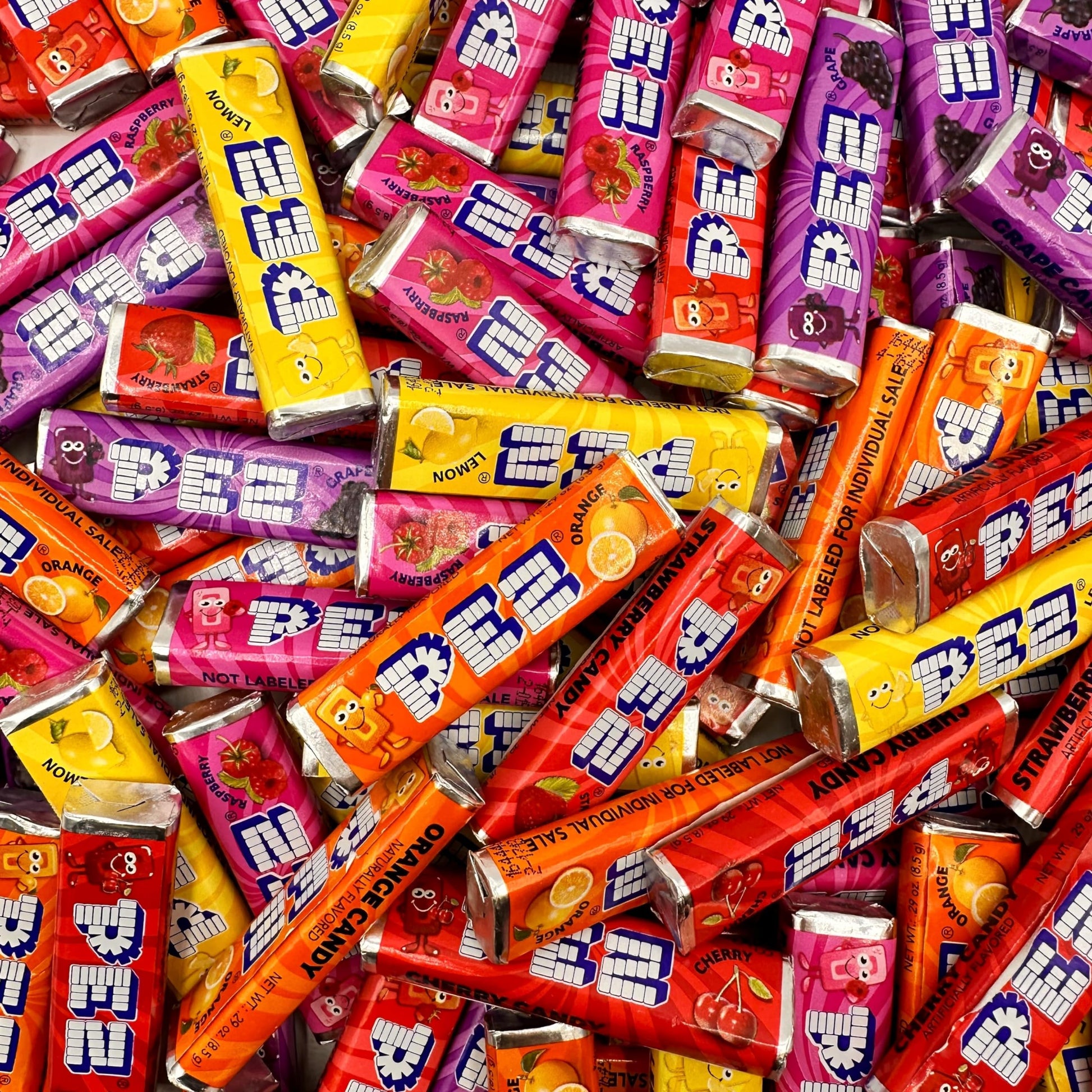PEZ Candy Refills, Assorted Fruit Flavors, 1 Pound Bulk Bag - Strawberry, Lemon, Orange, Cherry, Raspberry and Grape Flavors - C