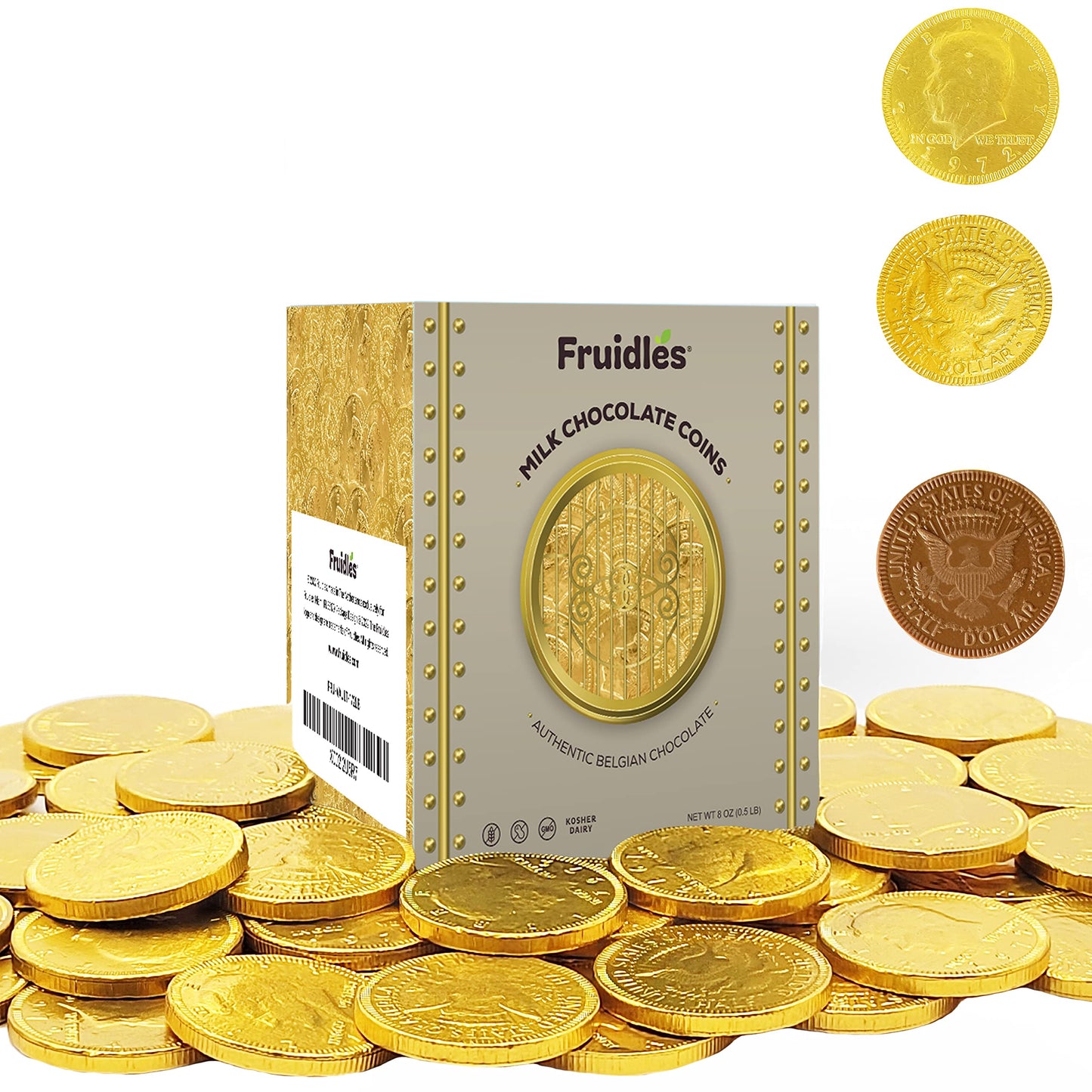 Fruidles Coins - Nut Free Chocolate Coins - Vault Design - 8 Ounce Pack