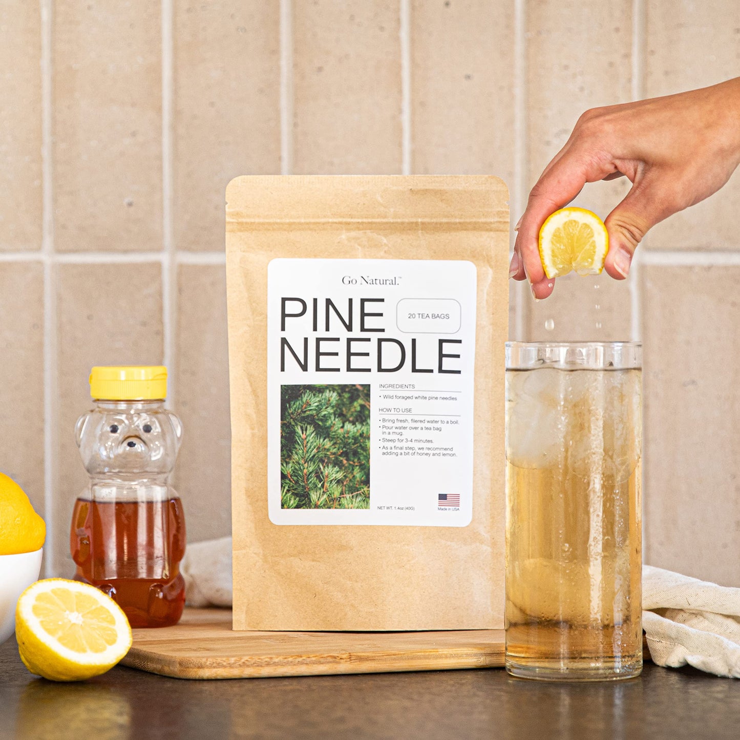 Go Natural Pine Needle Tea - Wild-Foraged, Antioxidant-Rich, 60 Count (Pack of 1)
