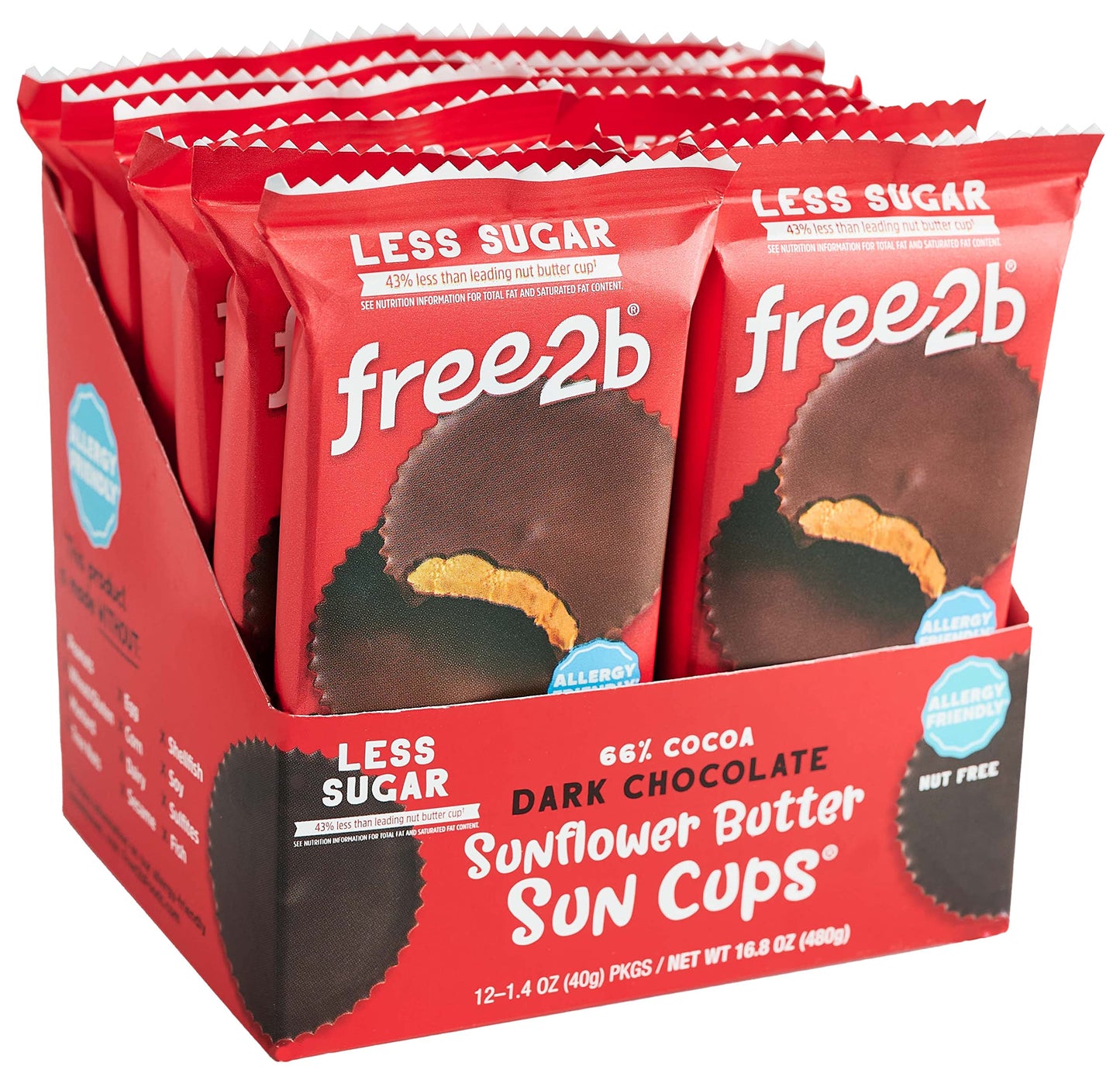 Free2B Sunflower Butter Sun Cups, Safe For School And Allergy Friendly - Gluten-Free, Dairy-Free, Nut-Free, And Soy-Free - Dark 