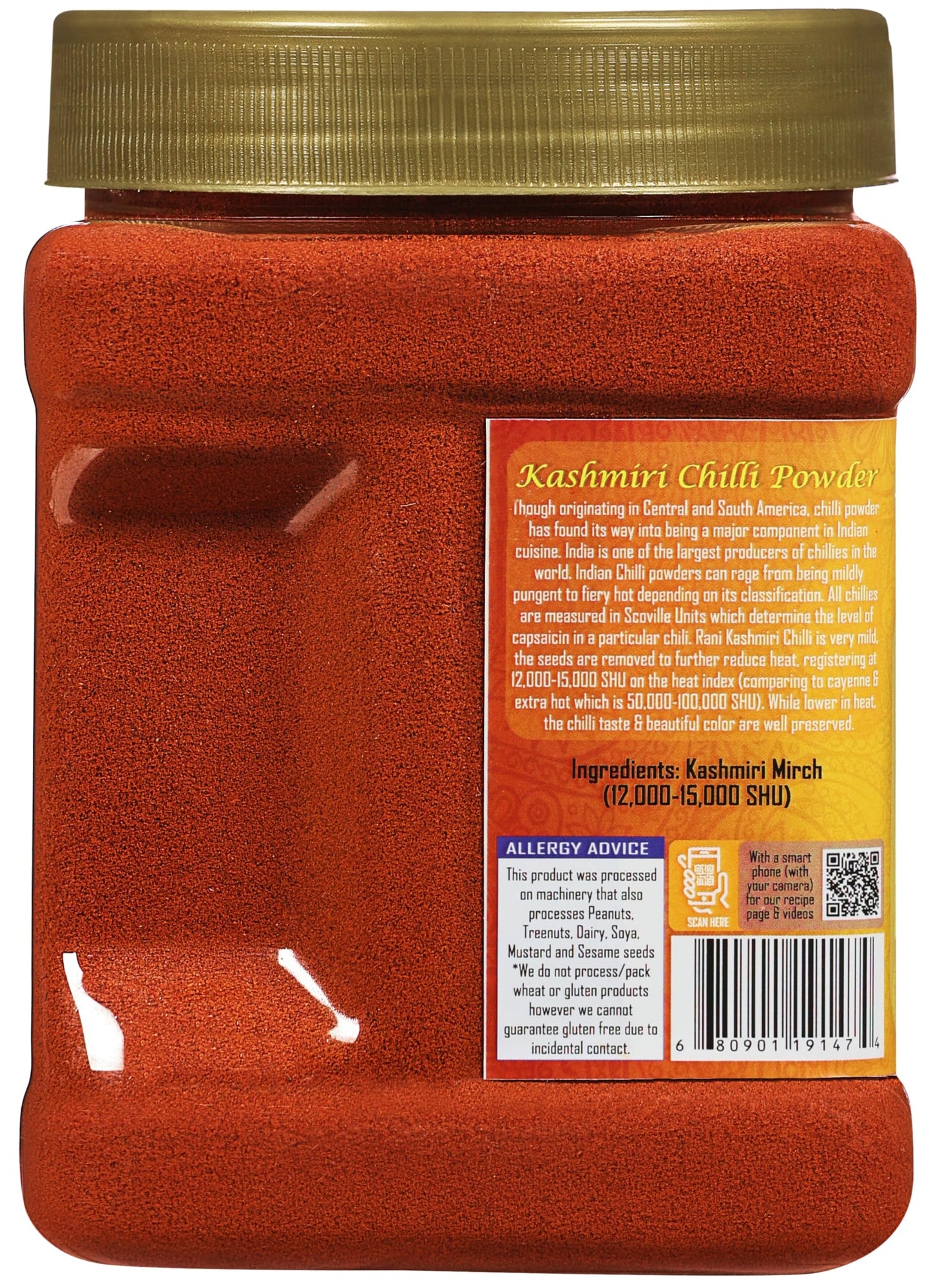 Rani Kashmiri Chilli Powder (Deggi Mirch, Low Heat) Ground Indian Spice 16Oz (1Lb) 454G Pet Jar ~ All Natural | Salt-Free | Vegan | Kosher | Gluten Friendly | Perfect For Deviled Eggs & Other Low Heat Dishes