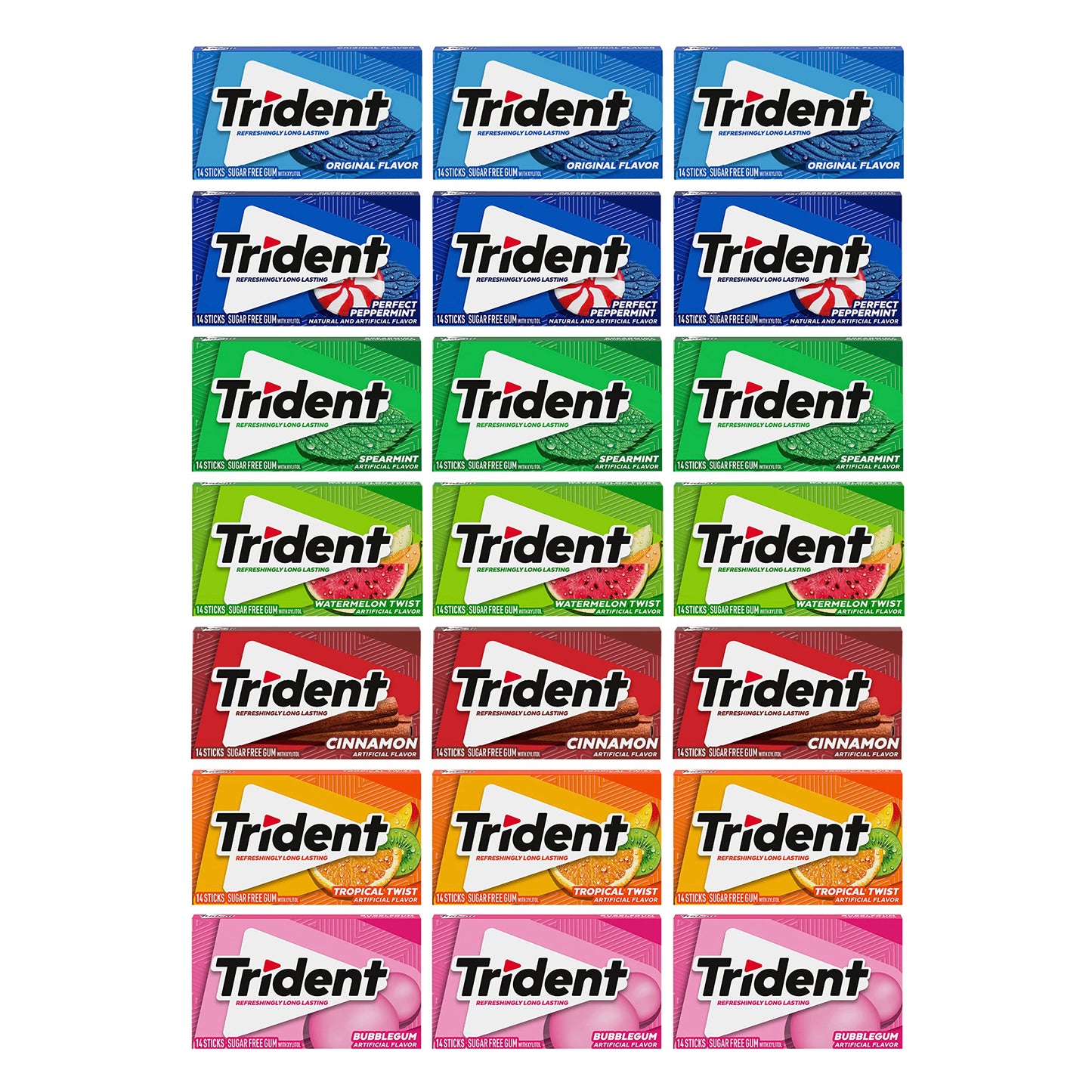Trident Sugar Free Gum Variety Pack, 21 Packs Of 14 Pieces (294 Total Pieces)