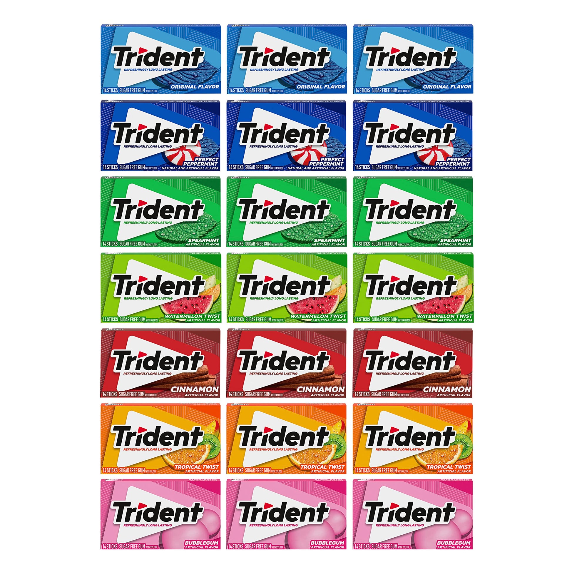 Trident Sugar Free Gum Variety Pack, 21 Packs Of 14 Pieces (294 Total Pieces)