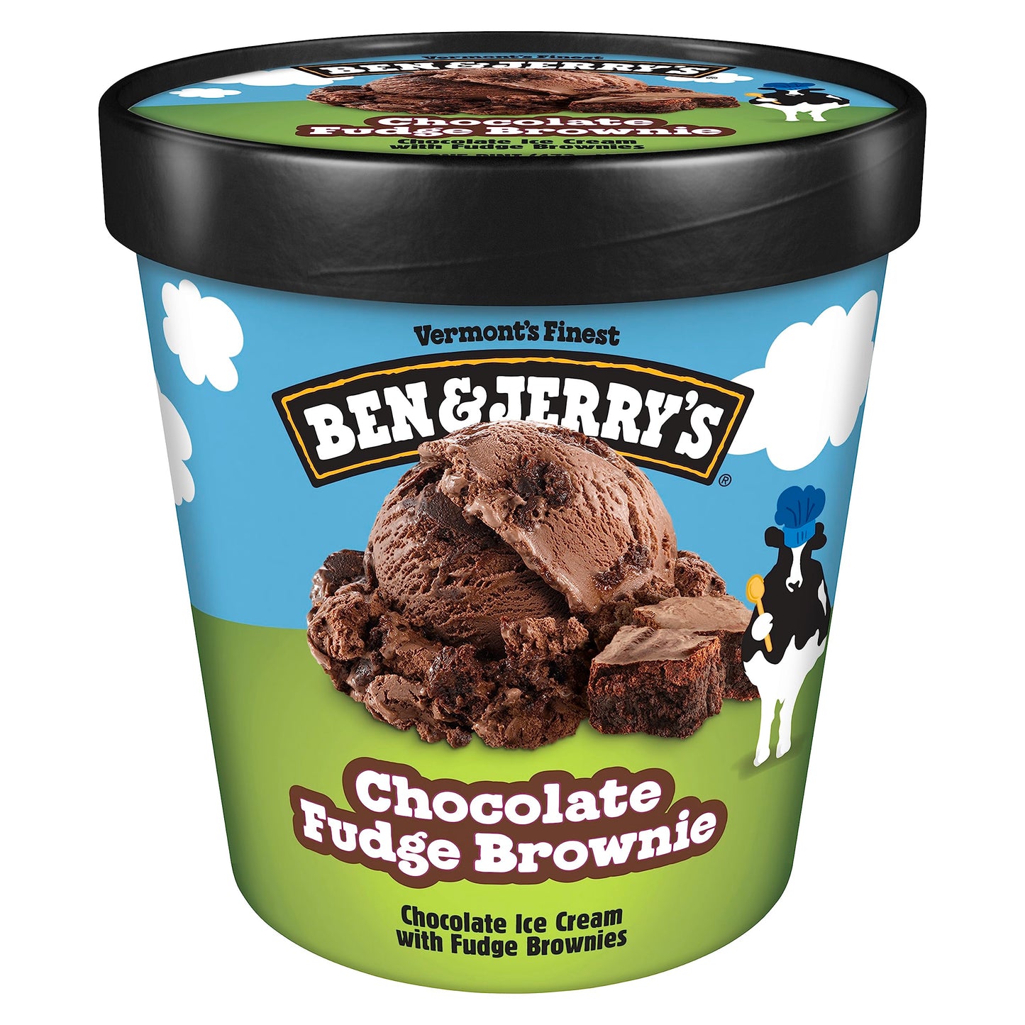 Ben & Jerrys Chocolate Fudge Brownie Ice Cream Pint Non-GMO 16 oz