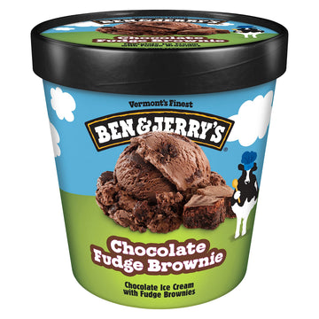 Ben & Jerrys Chocolate Fudge Brownie Ice Cream Pint Non-GMO 16 oz
