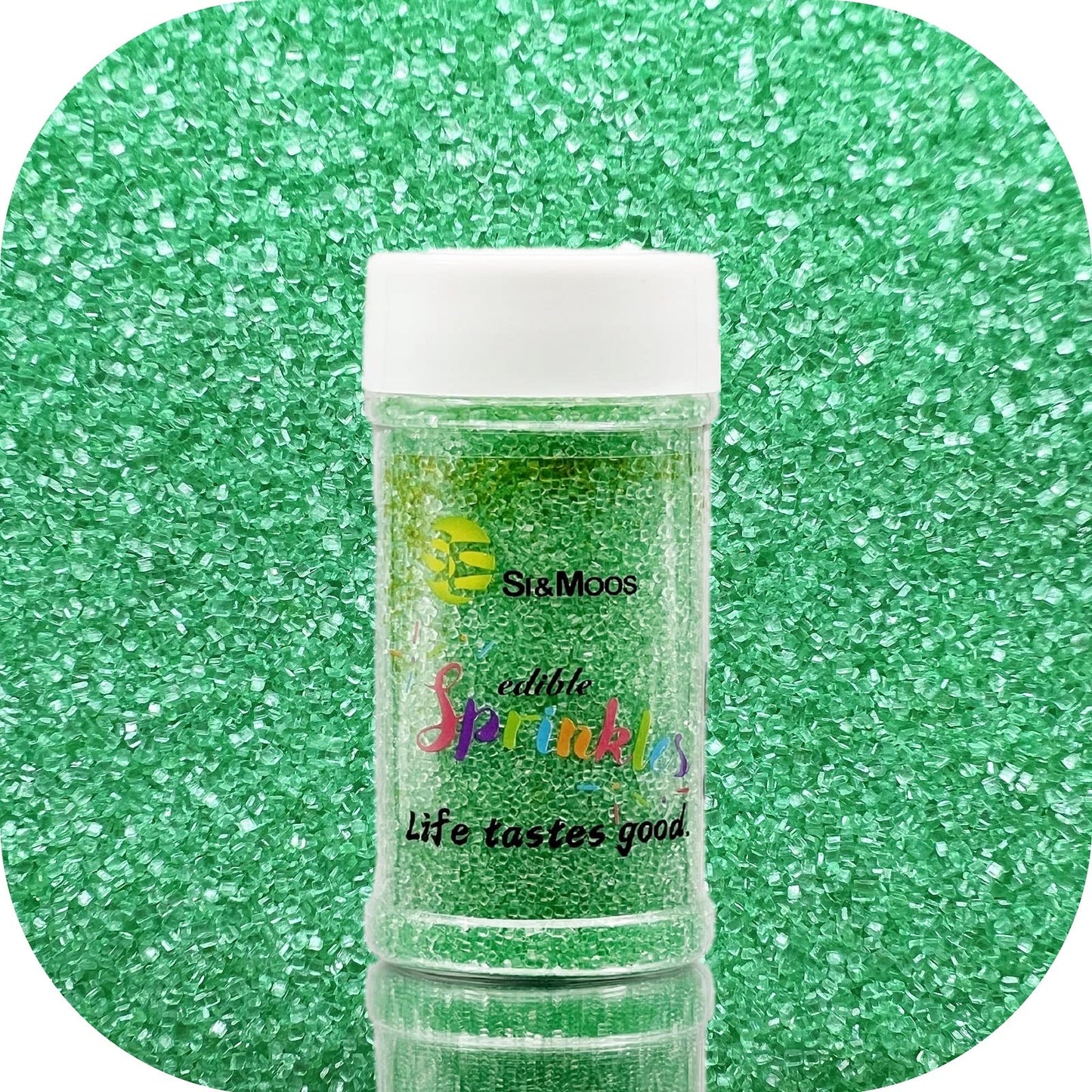 Se Si&Moos Green Sanding Sugar Green Edible Sparkling Sprinkles Sanding Sugar Crystals For Cookie Decorating Edible Glitter Rimm