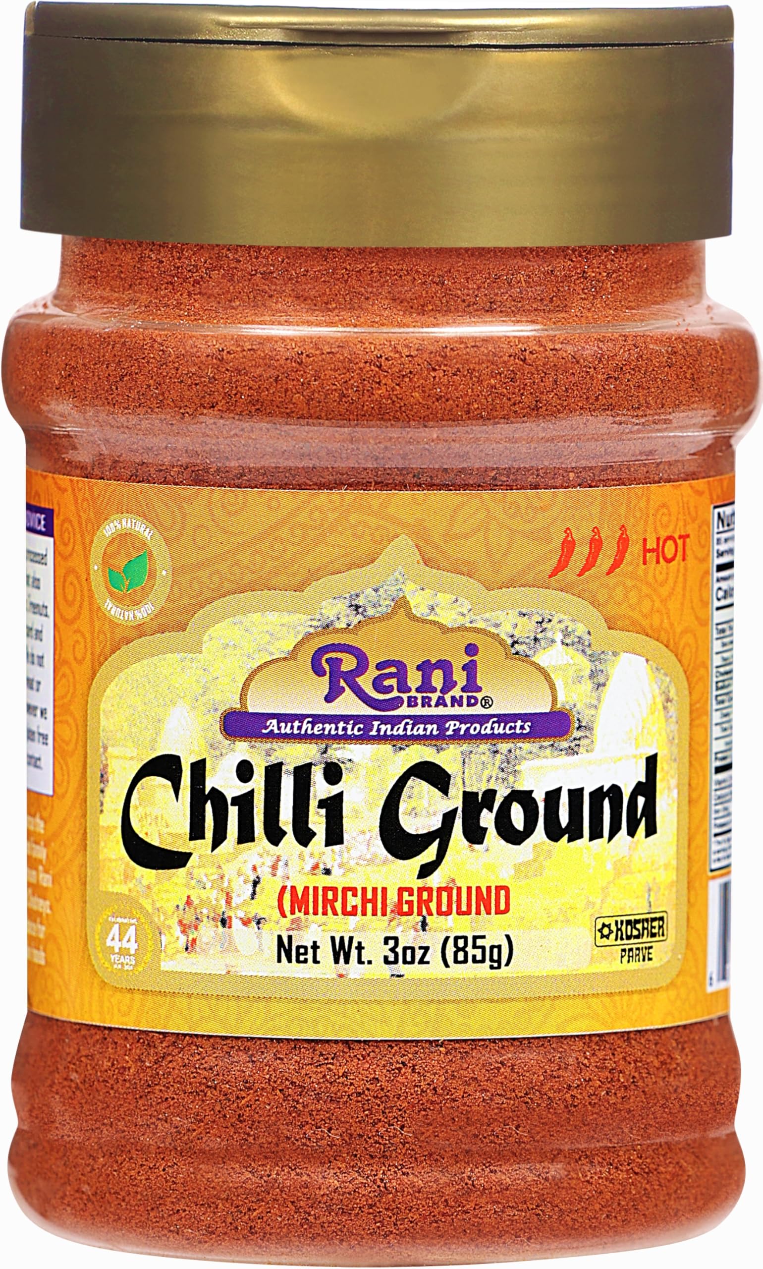 Rani Chilli Powder (Mirchi) Ground Indian Spice 3oz (85g) PET Jar ~ All Natural | Salt-Free | Vegan | No Colors | Gluten Friendl