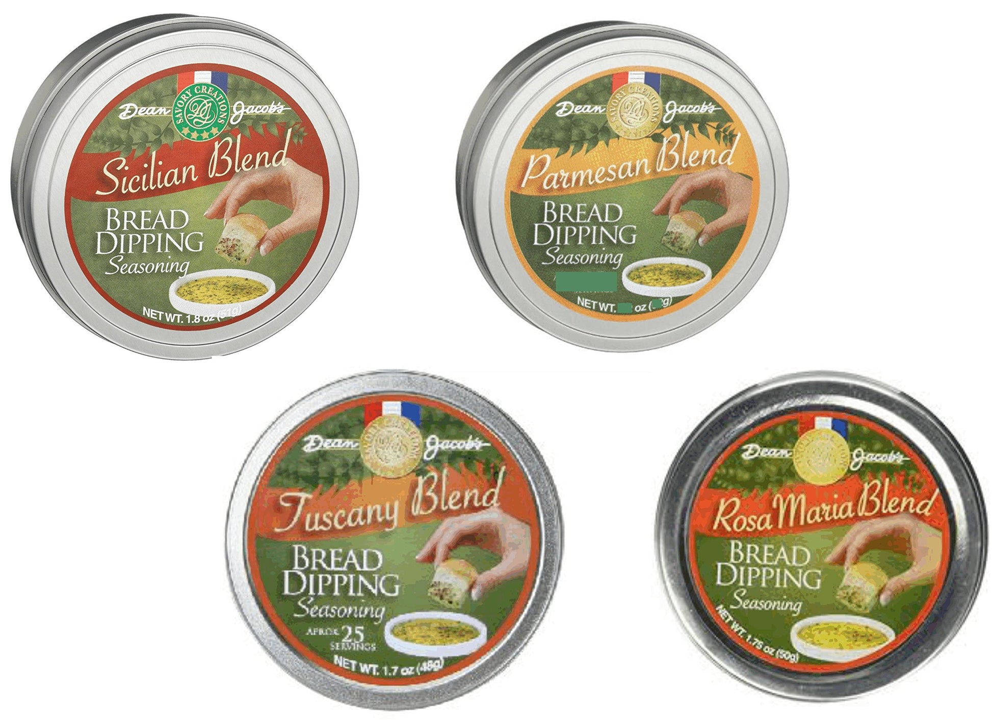Dean Jacob'S Bread Dipping Collection ~ Set Of 4 Tins
