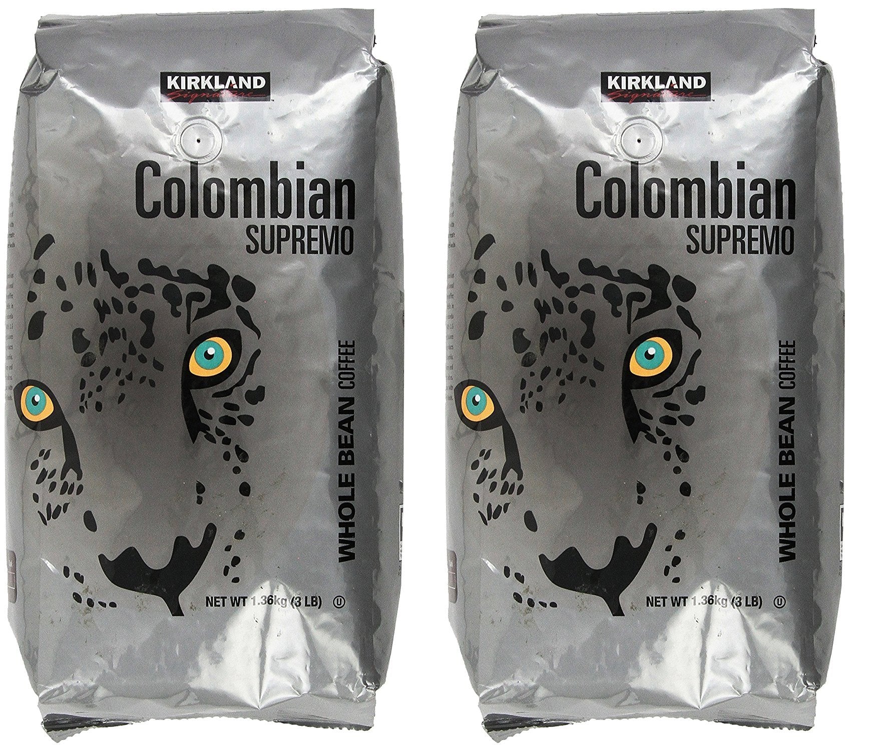 Kirkland Signature Colombian Supremo Whole Bean Coffee, 2 Pack, 96 Ounce Total