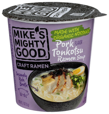 MIKES MIgHTY gOOD Organic Tonkotsu Ramen cup pork 1.7 Oz