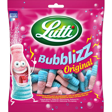 Lutti Original Bubblizz Bubblegum Flavored Flavored Fizzy Candy From France