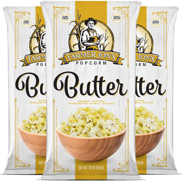 Farmer Jons Butter Popcorn, 10oz Large Bag of Butter Popped Popcorn, 3 Pack