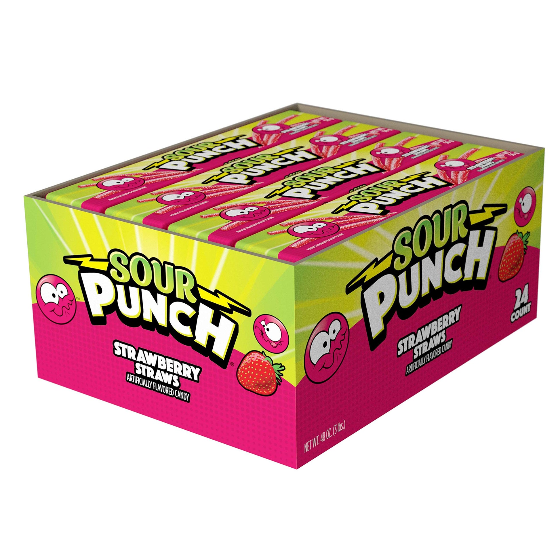 Sour Punch Strawberry Sour Straws 2Oz Tray (Pack Of 24)