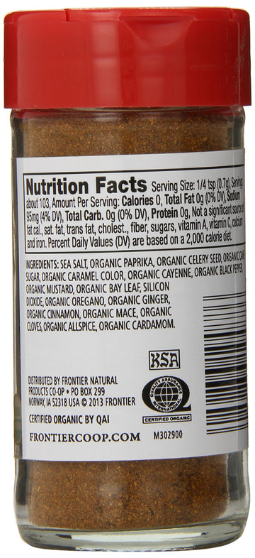 Frontier Organic Seafood Seasoning, Blackened, 2.5 Ounce
