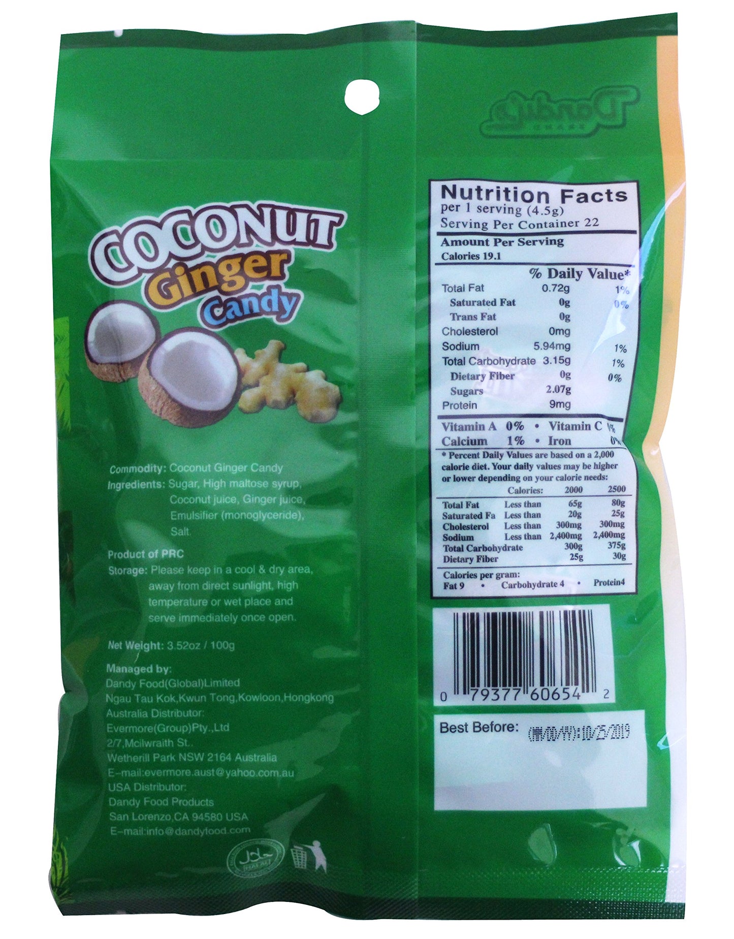Dandy'S Coconut Ginger Hard Candy, Set Of 4(3.52 Oz)