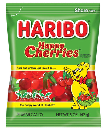 Haribo Gummi Candy, Happy Cherries, 5 Oz. Bag (Pack Of 12)