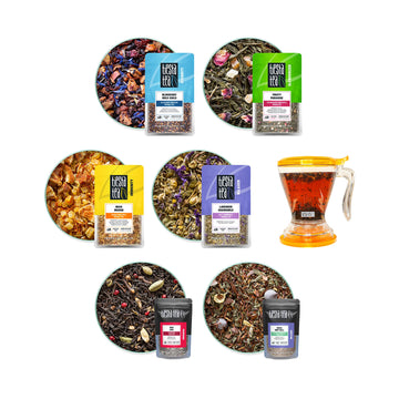 Tiesta Tea - Ultimate Live Loose Kit, Loose Leaf Tea Set With Black, Green, Herbal Tea Sample Bags, 16 Ounce Bottom Dispensing Tea Infuser, Brews Hot & Iced Tea