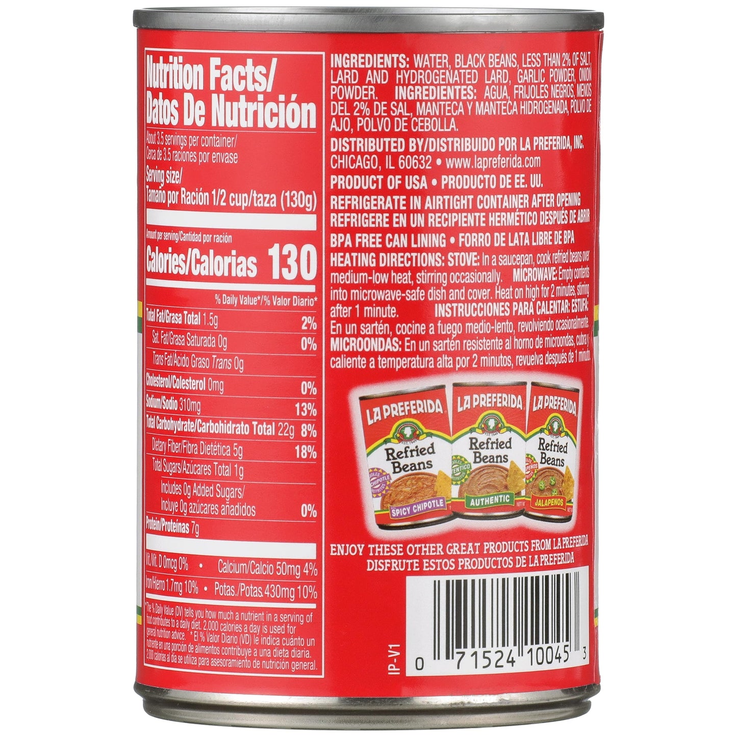 La Preferida Authentic Refried Black Beans, 16 Oz, 2 Ct