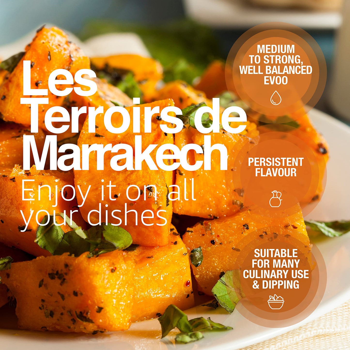Les Terroirs De Marrakech Extra Virgin Olive Oil, Polyphenol Rich Olive Oil, Moroccan Cold Pressed Evoo Oil, Keto Organic Olive Oil, Usda Certified, Award Winning, Carbon Neutral, 8.5Fl Oz. Bottle