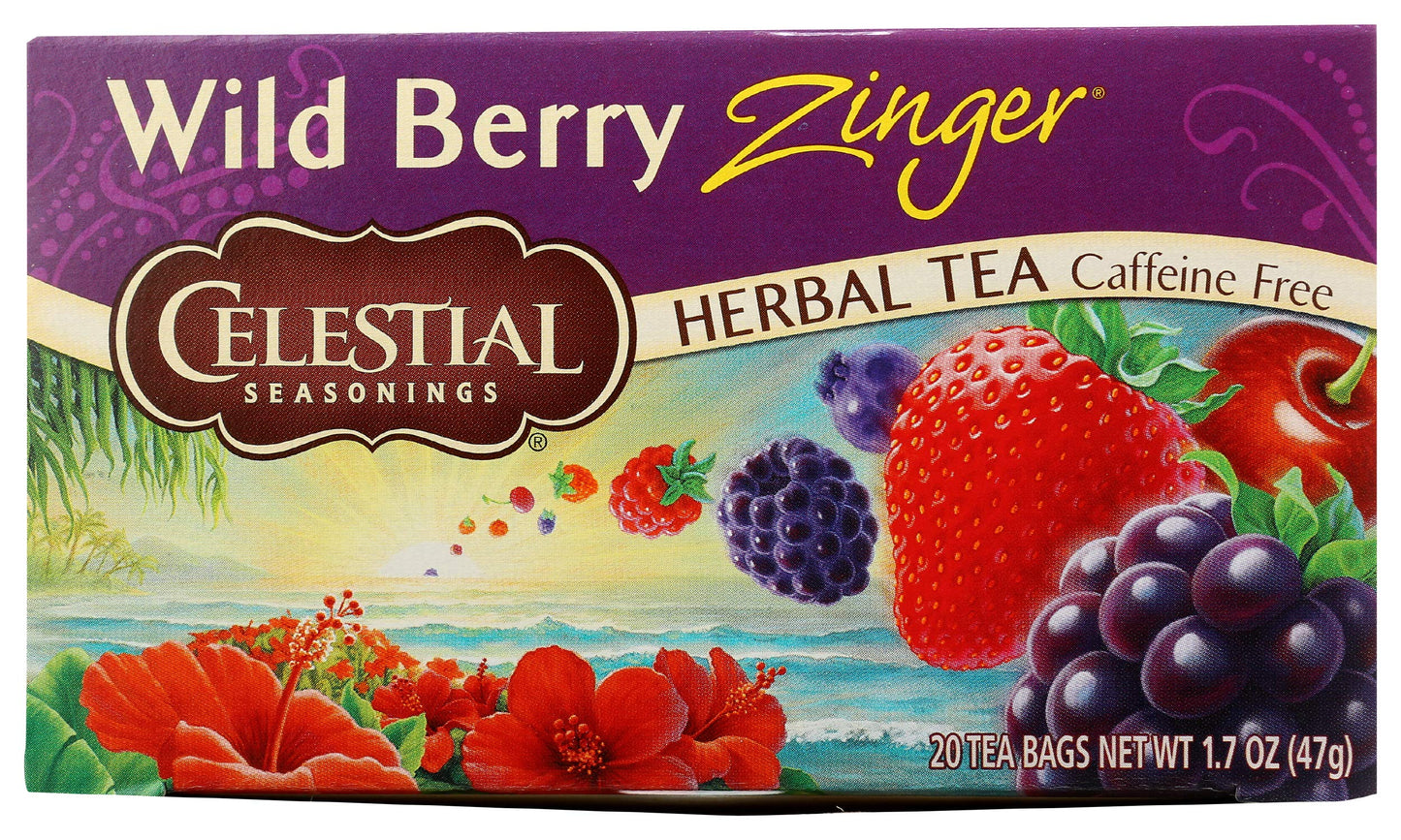 Celestial Seasonings Wild Berry Zinger Tea Bags - 20 Count - Model BHC-016 - White