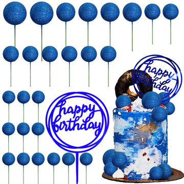 Colorful Balls Cake Topper Pearl Balls Cake Topper Happy Birthday Cake Insert Pick Diy Pile Up Insert For Wedding Birthday Party
