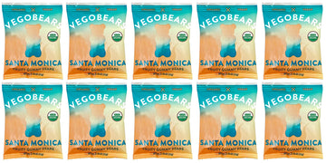Candy People VegoBears Santa Monica Vegan Gummy Bears Snack Packs Organic Gummy Bears, Non-GMO, Banana, Pineapple & Strawberry G