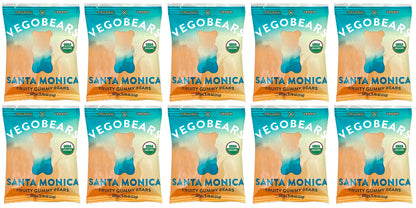 Candy People VegoBears Santa Monica Vegan Gummy Bears Snack Packs Organic Gummy Bears, Non-GMO, Banana, Pineapple & Strawberry G