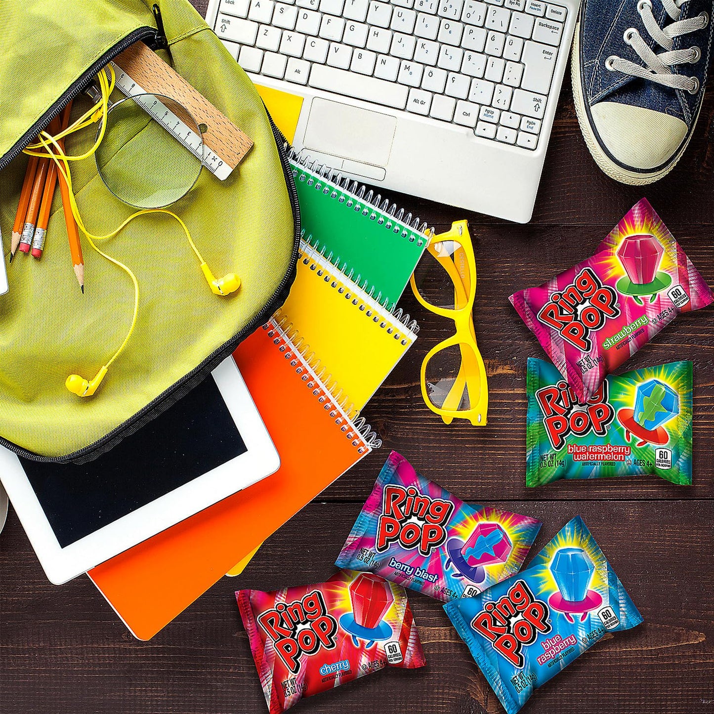Assorted Flavor Topps Ring Pops - (Pack Of 50) - Perfect For Party Favors, Events, And Treat Bags