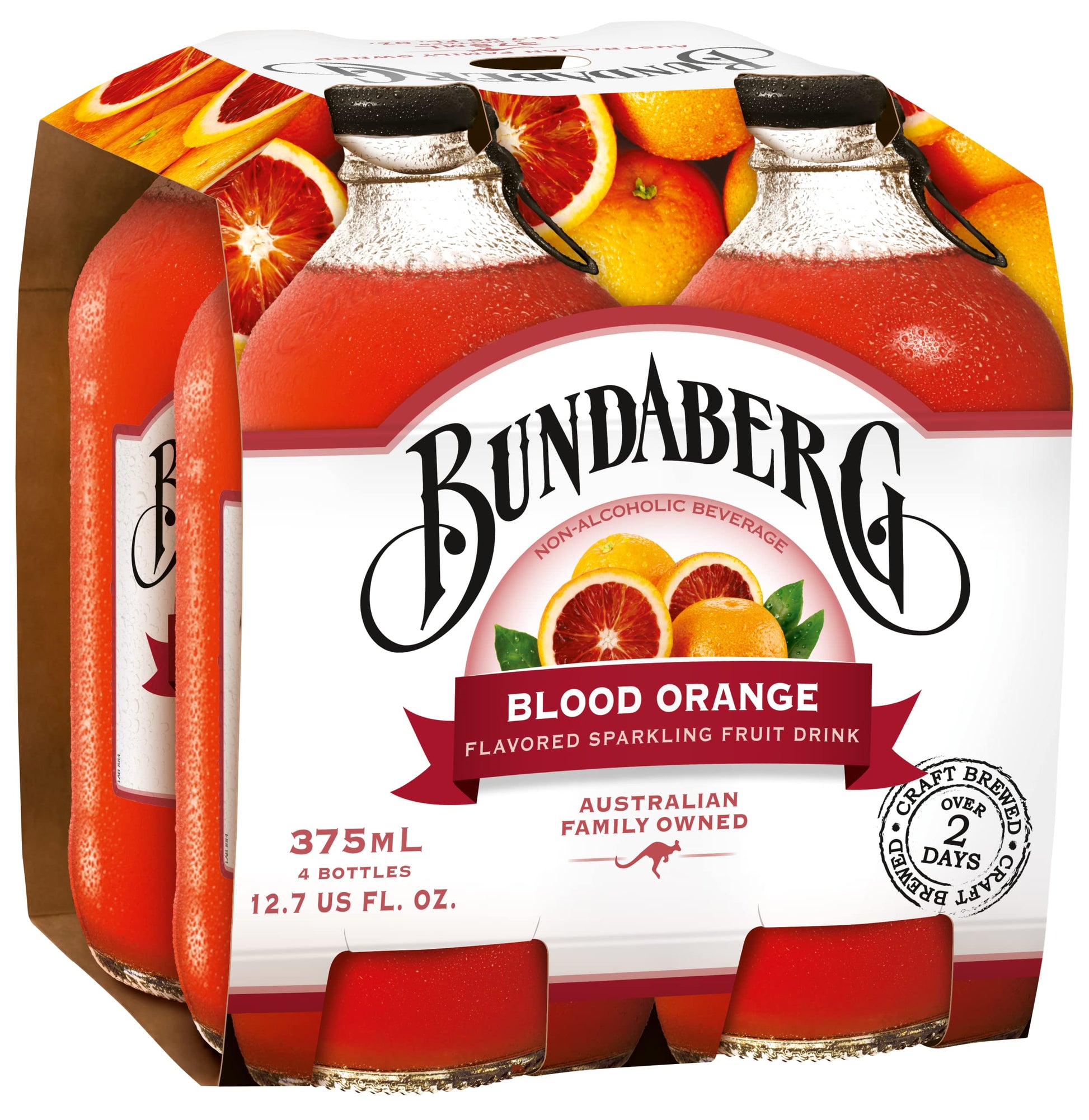 Bundaberg Sparkling Fruit Drink, Blood Orange, 12.7 Fl Oz, Pack of 4