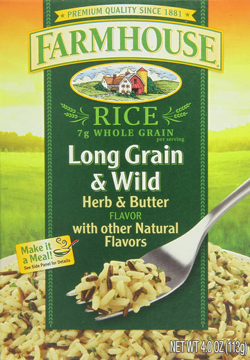 Farmhouse Long Grain Wild Rice, Herb And Butter, 4 Ounce (Pack Of 12)
