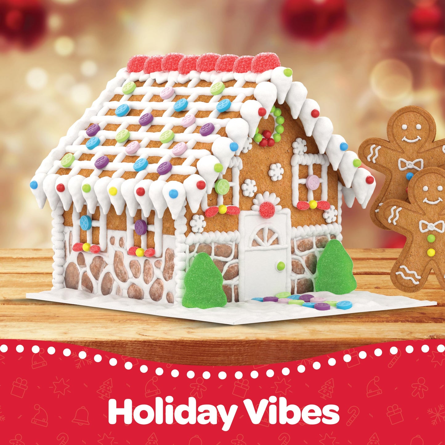 Big Gingerbread House kit, Gingerbread House, Holiday Activity for Kids - Ease Crafted Grooves Decor - kit Includes; 1 House, 2