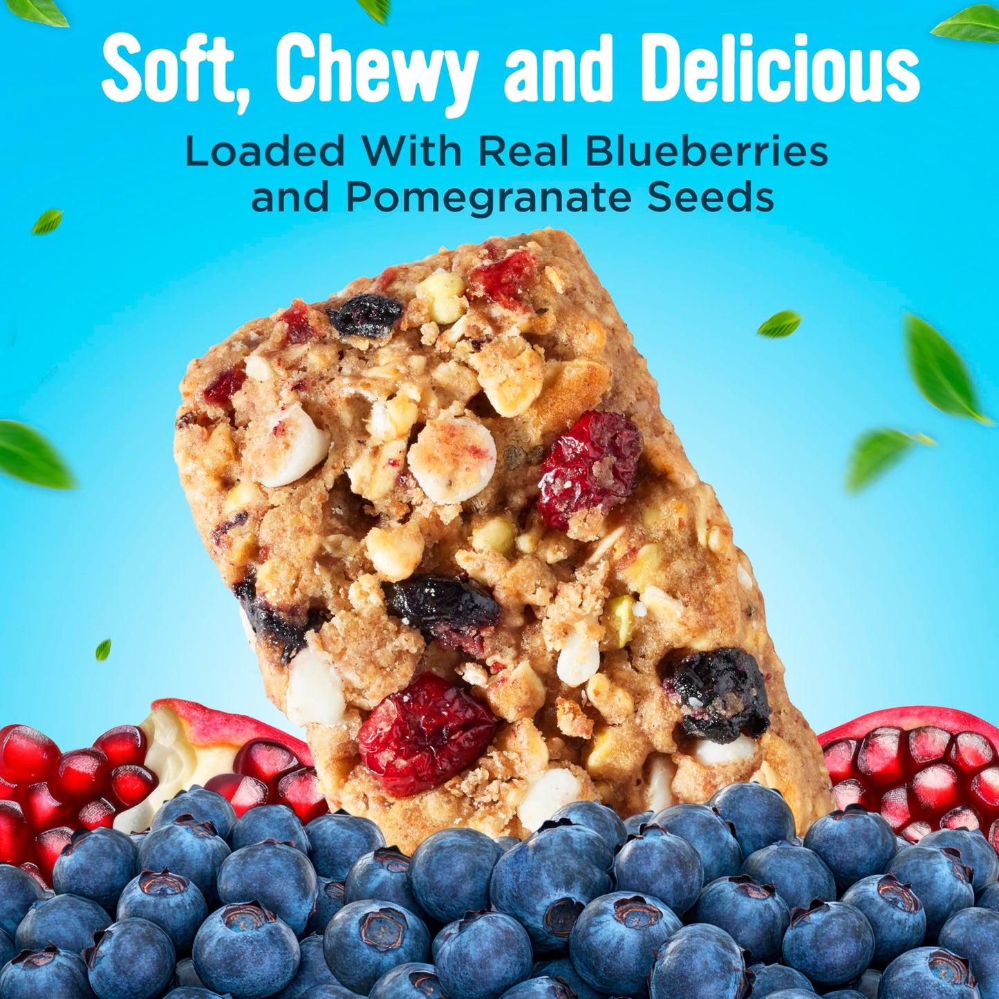 COOPER STREET Granola Bakes - Blueberry Pomegranate, 12 Individually Wrapped Bars, Nut, Dairy & Soy Free, Soft & Chewy