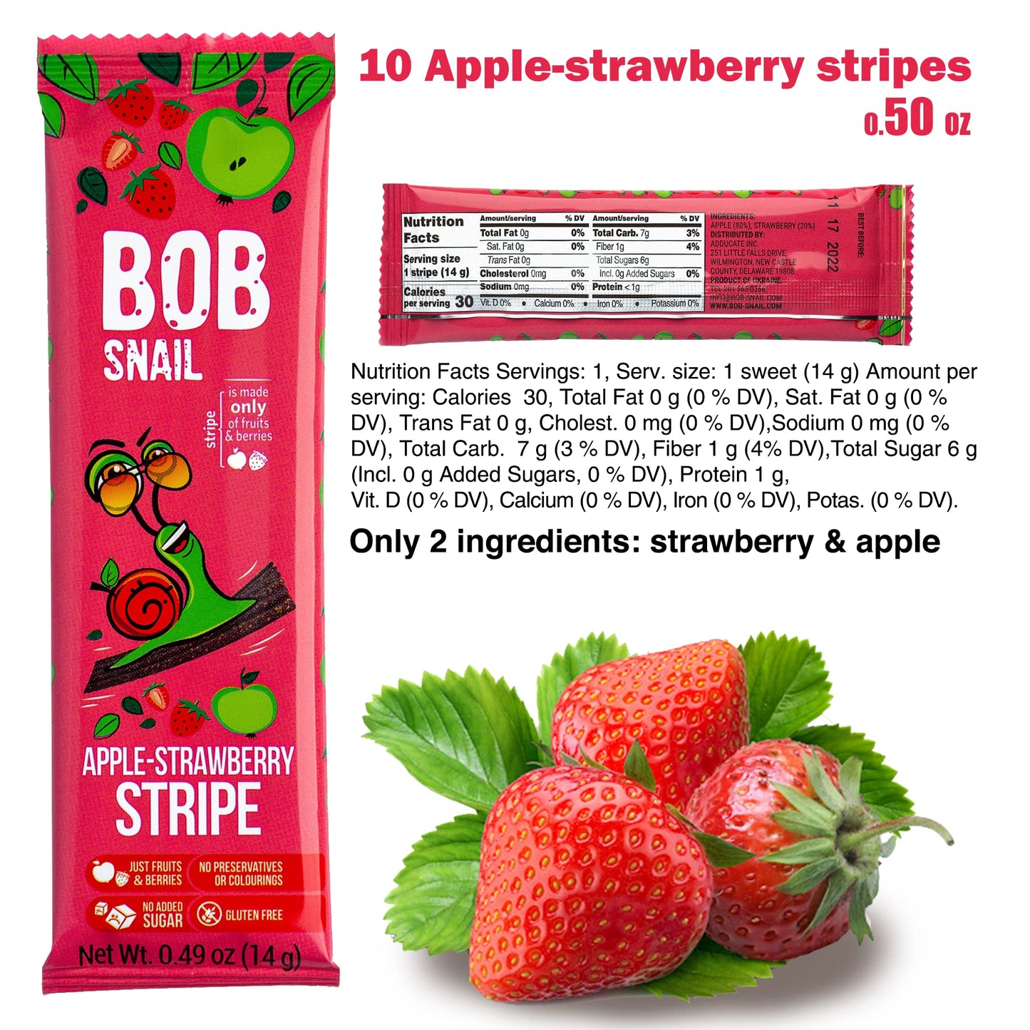 Snacks Variety Pack For Kids Adults - 30 Healthy Fruit Snacks Bulk Individually Wrapped - Fruit Leather With Natural Strawberry