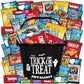 Halloween Basket Gift Care Package - 45 Count Snack Bucket Filled With Assorted Candy, Chocolates &   For Trick-Or-Treat, Classroom Parties, Office Events & Family Fun - Black