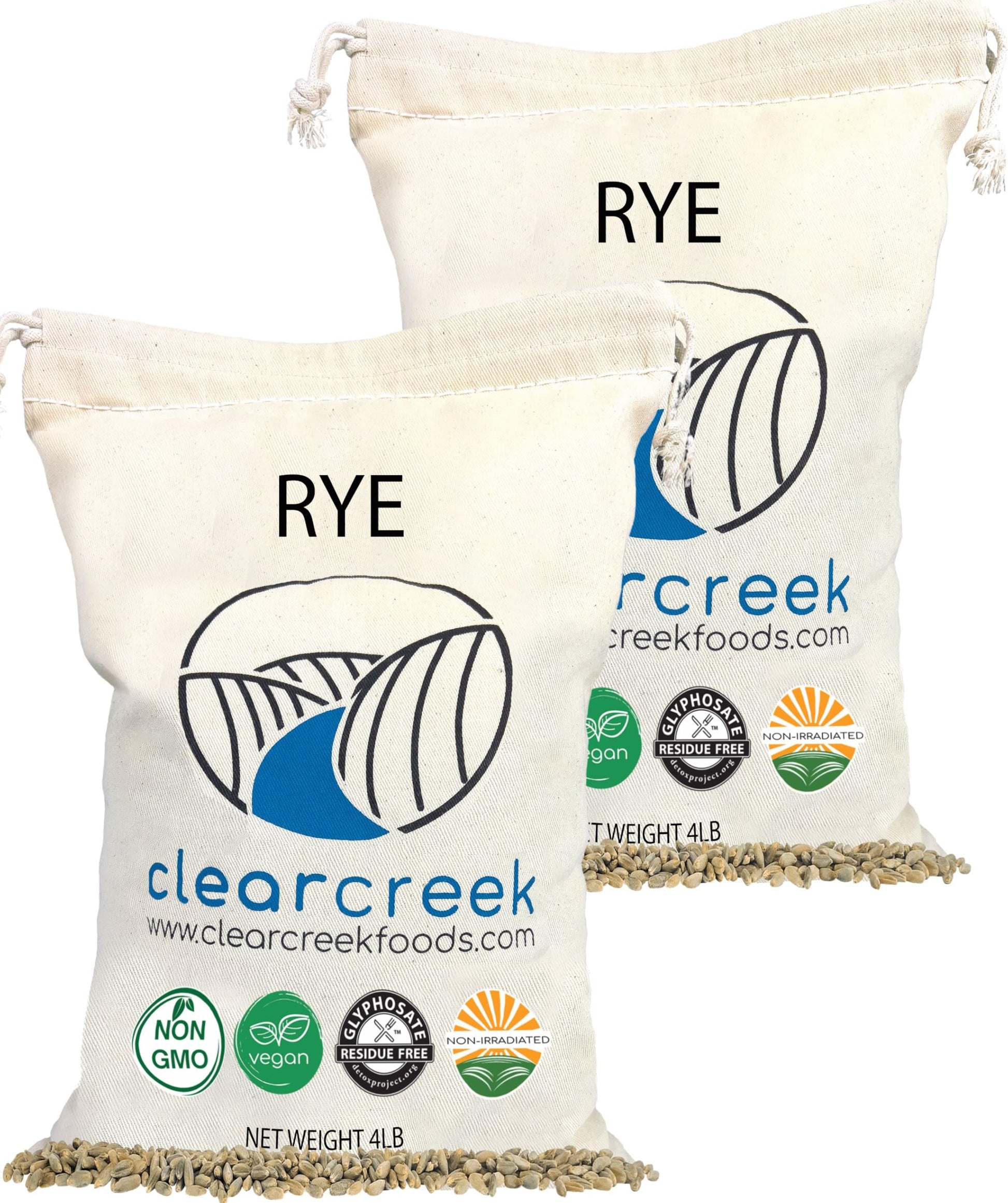 CLEAR CREEK Rye Berries, Glyphosate Residue Free, Non-GMO, 8 lbs (2-4 lb bags), Washington State Grown