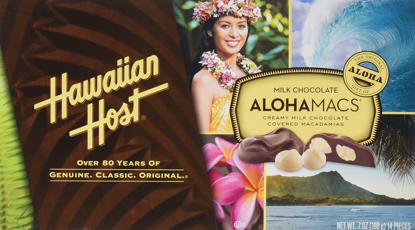 Hawaiian Host Aloha Macs Milk Chocolate Macadamia Nuts (6 Ounce Box, 12 Pieces) (1 Box)