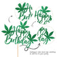 ZHUOWEISM Happy Birthday Cake Topper - Green Glitter Pot   Leaves, Small, Design 5