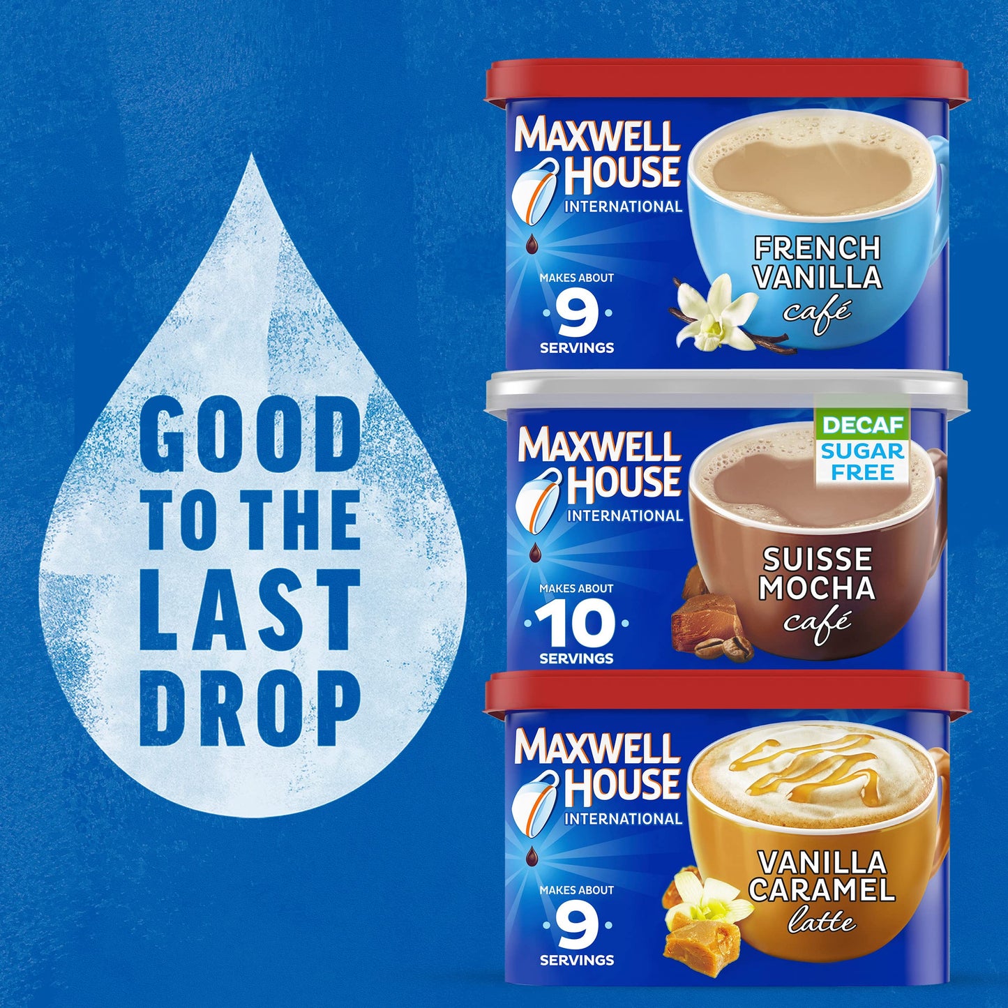Maxwell House International French Vanilla Caf  -Style Dark Roast Instant Coffee Beverage Mix (4 Ct Pack, 8.4 Oz Canisters)